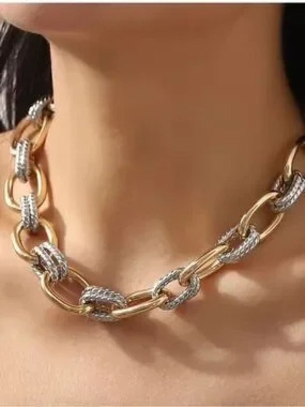 Two-Tone Gold and Silver Link Necklace